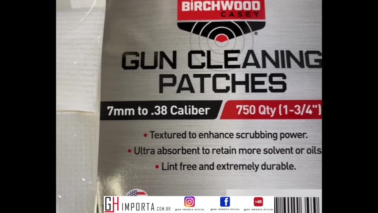 PATCHES PARA LIMPEZA - CALIBRE .22 LR ao .25 - Algodão de limpeza
