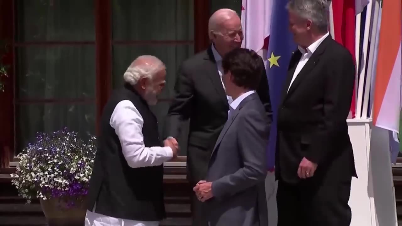 PM Modi with US President Joe Biden and PM Trudeau of Canada at G7 Summit in Germany.