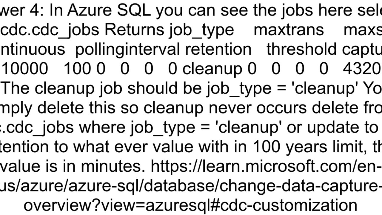 How the cdc retention value can be changed for the cleanup job
