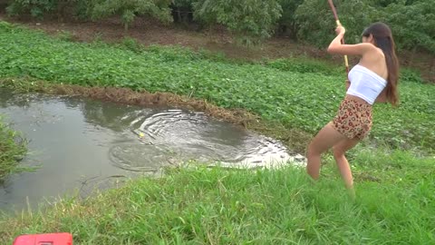 Girl Fishing in lake