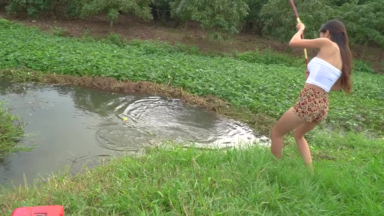 Girl Fishing in lake