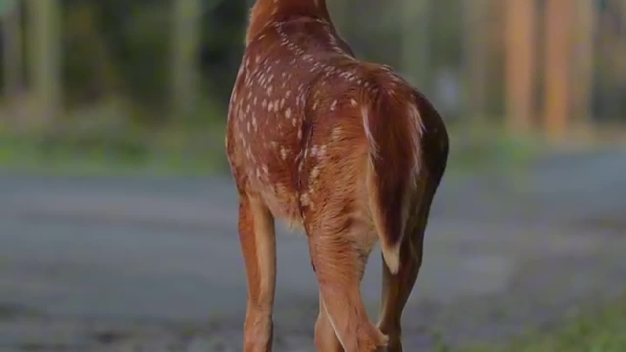 Baby deer got scare