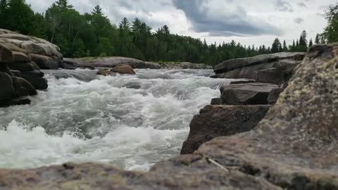 A wonderful landscape of a waterfall with music and nature sounds for relaxation and meditation