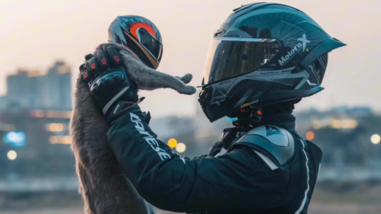 bike rider with dog love