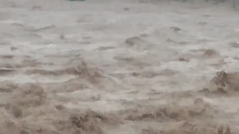 Huge flood after heavy rain.