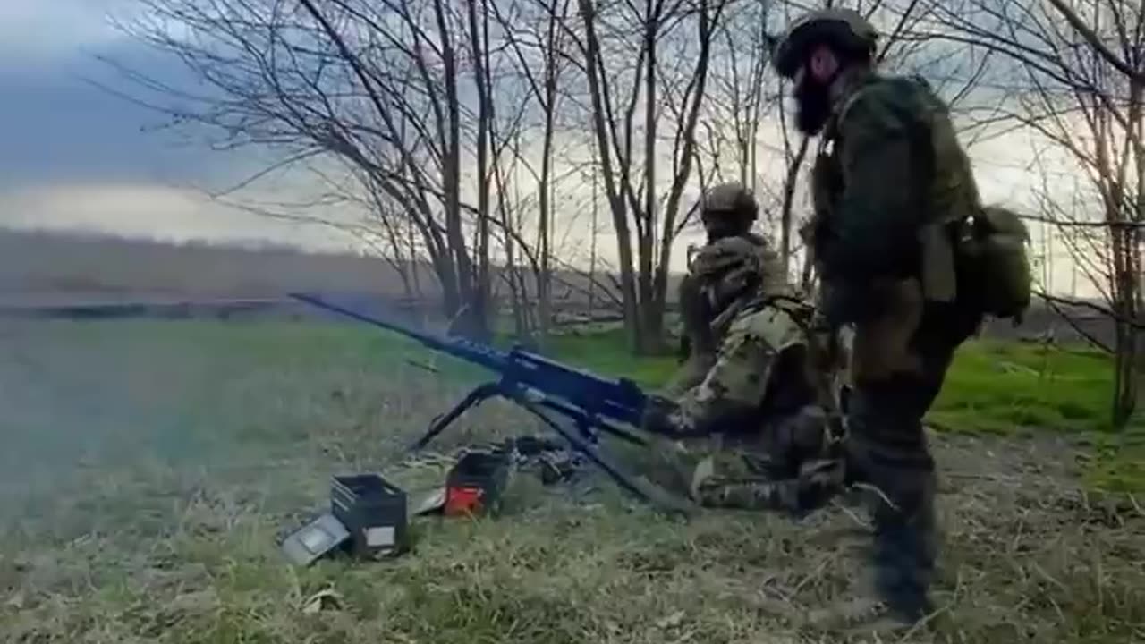 Ukrainians Firing an M2 Browning