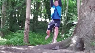 Rope Swing Snaps When Dad Tries to Show Off