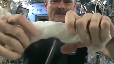 This is what happens when you wring out a wash cloth In zero gravity