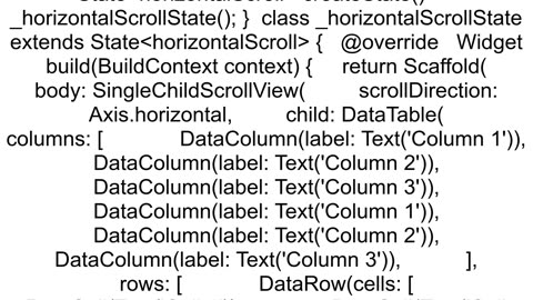 In Flutter horizontal scroll bar not showing in Data Table