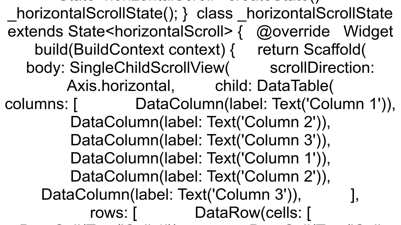 In Flutter horizontal scroll bar not showing in Data Table