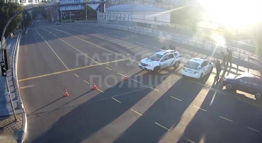 Kiev police attempt to shoot down drones with hand rifles...