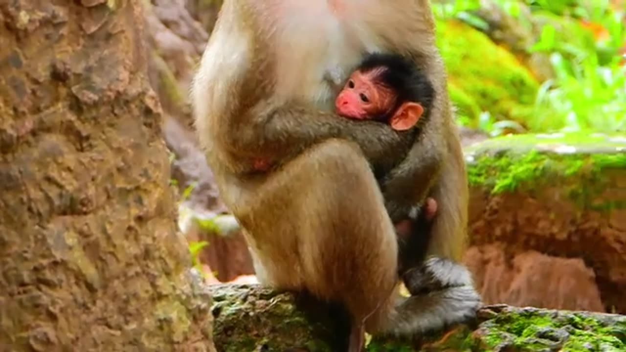 Jane Hugs 2Babies Sweetly In Chest Baby Monkey