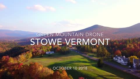 An Aerial View of Fall Foliage in Stowe Vermont - Green Mountain Drone