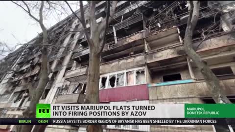 2022-04-15 RT visits Mariupol apartments turned into firing positions by ukr azov