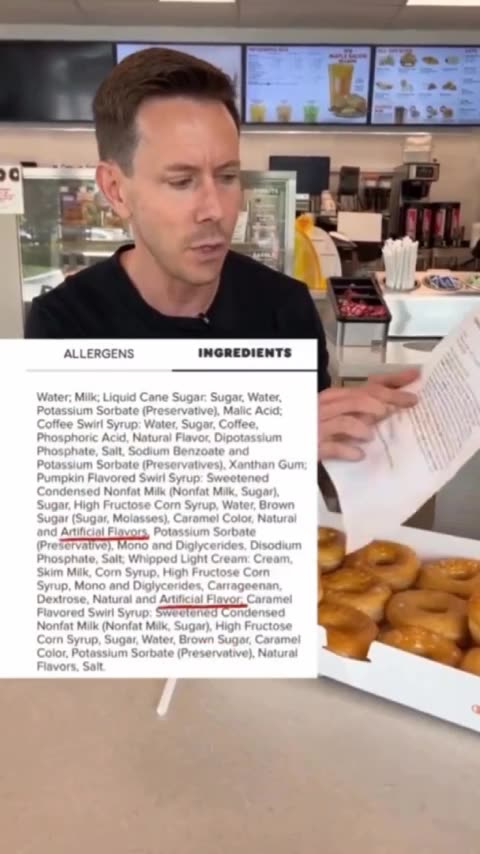 Going through the ingredients of the New Pumpkin Swirl Frozen Coffee at Dunkin Donuts