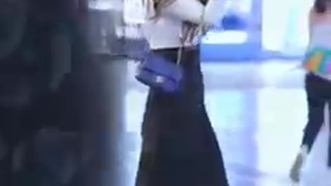 Beautiful model Walking in rain