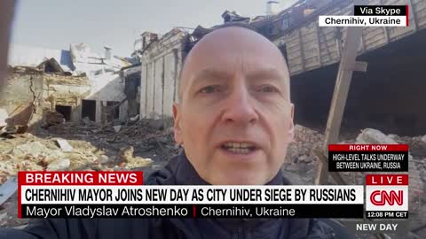 Explosion interrupts interview with Ukrainian mayor