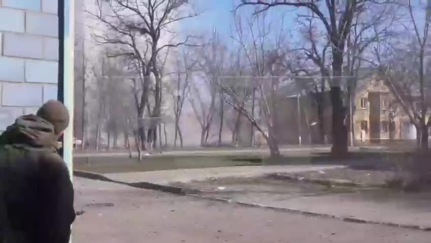 Russian combatant can be seen while attacking a Ukrainian position with a RPO-A 'Shmel'