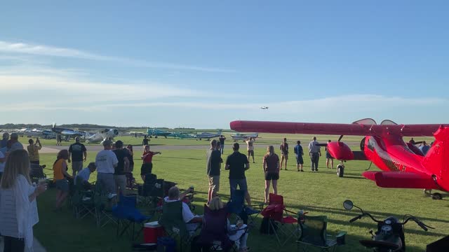 P51 Mustang fly by Mason City 3rd Thursday BBQ