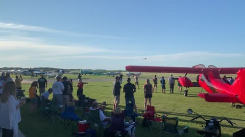 P51 Mustang fly by Mason City 3rd Thursday BBQ