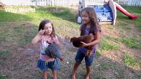 Funniest animals chasing kid-Funniest Chicken and Rooster Chasing