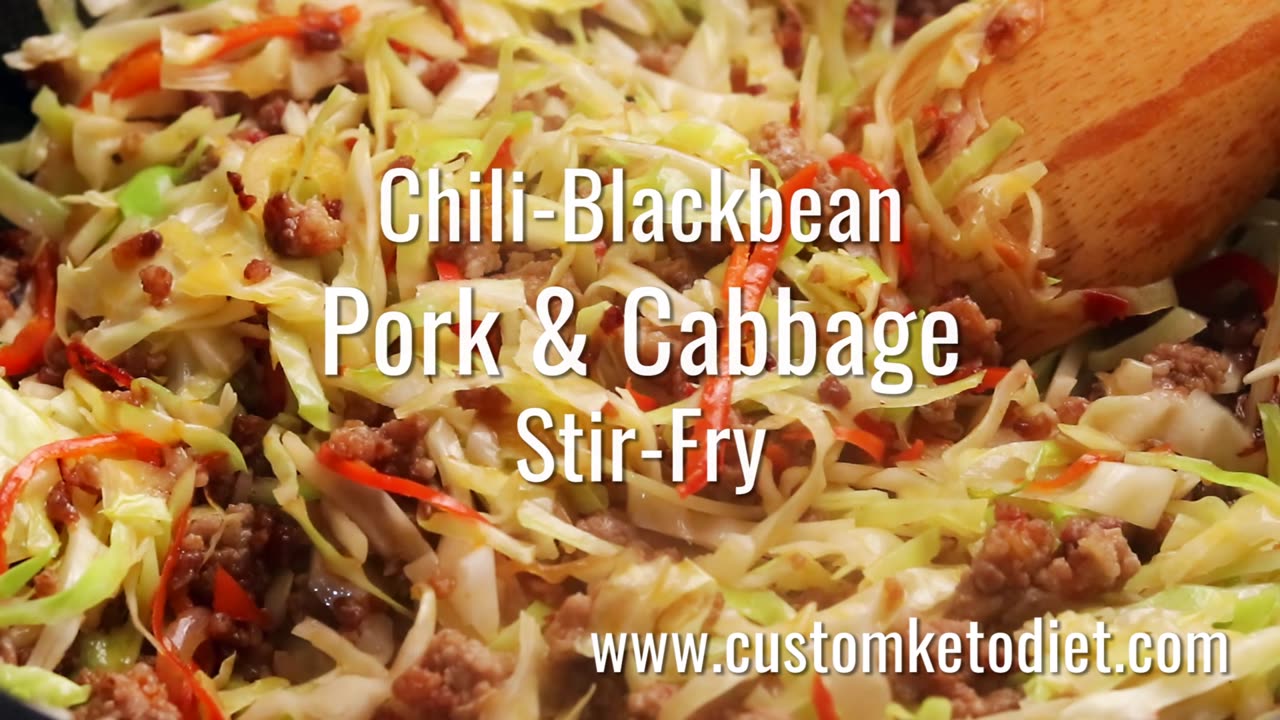 Keto Chili blackbean pork cabbage stir fry