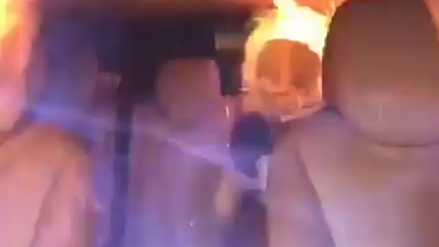 Fire on car