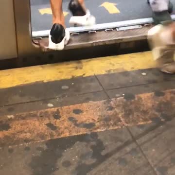 Man with white shoes half on