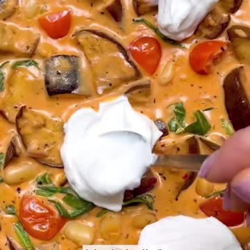 Roasted Aubergine Creamy Tomato Beans - RECIPE IN DESCRIPTION