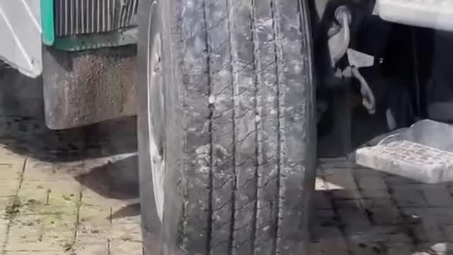 How does a road run over by a tire end up like this