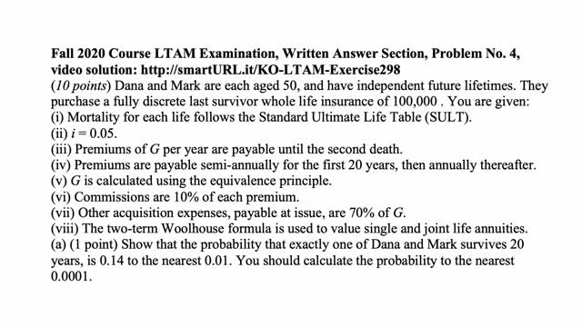 Exam LTAM exercise for February 26, 2021