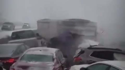 Snowstorm with low visibility. Let's all drive like it's a clear sunny day!