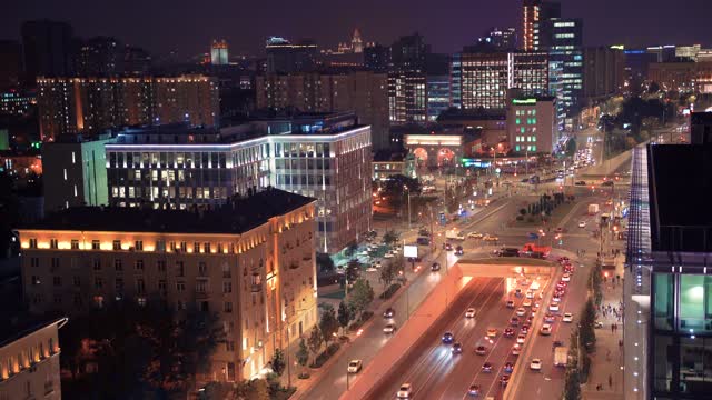 Traffic On The City's Main Road At Night