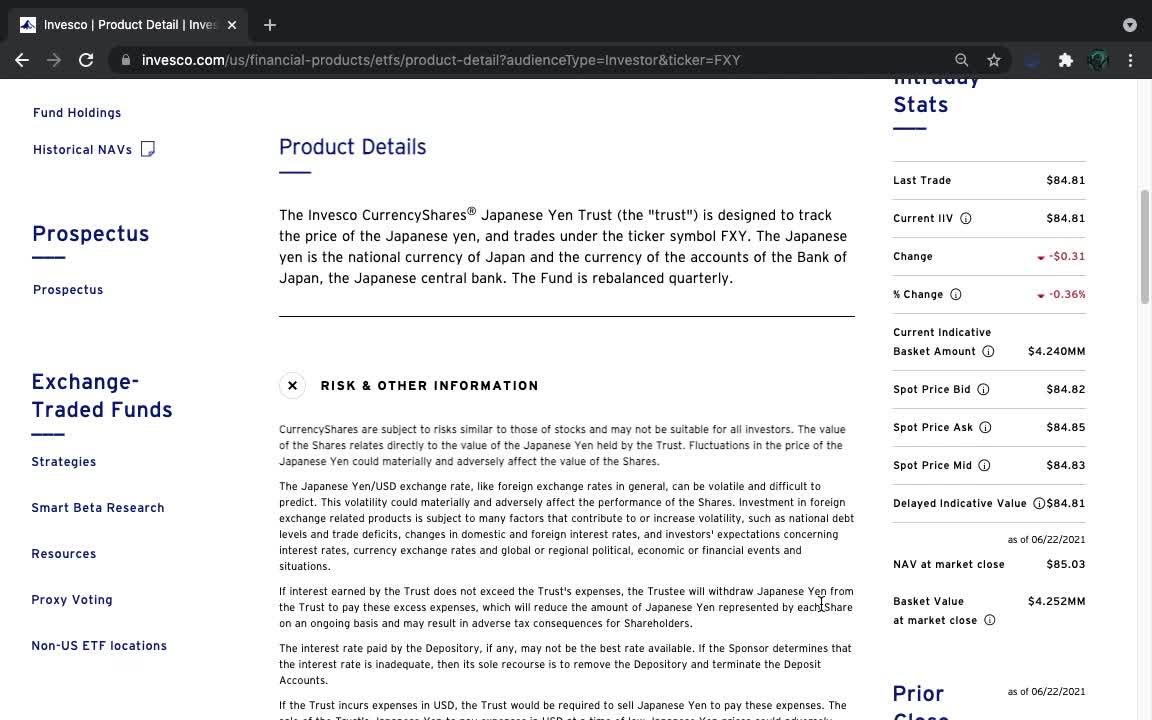 FXY ETF Introduction (Japanese Yen)