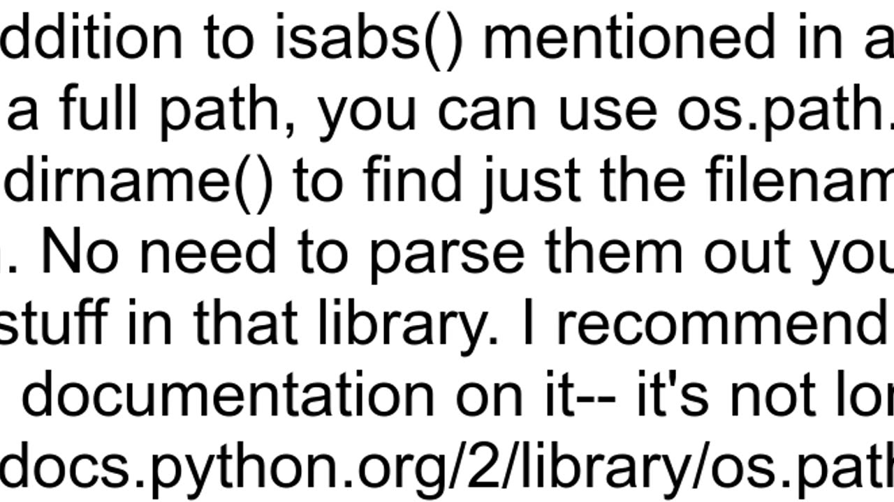 How to Test if file contains full path or just file name Python