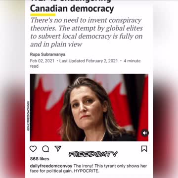 Chrystia Freeland of Canada our protest while freezing your bank account for when you protest