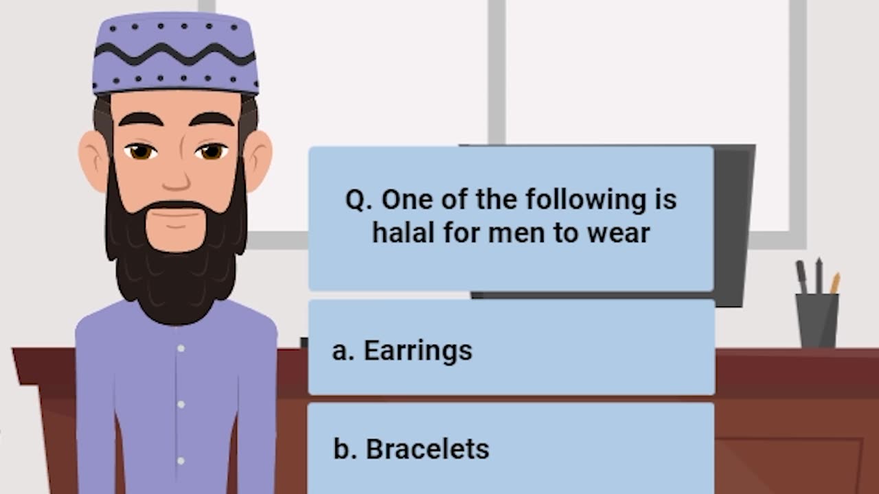 Q. One of the following is halal for men to wear | #hadith #islam #muslim |