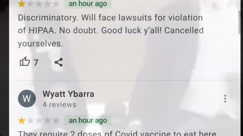 A California Restaurant that requires the Vaccine has been Destroyed with Bad Reviews.