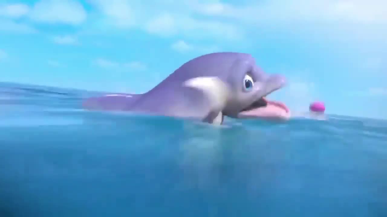 Little dolphin learns to swim