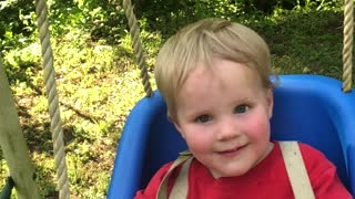 Little boy on a swing