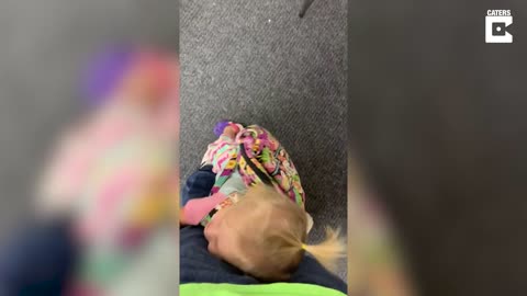 Excited Toddler Runs To Dad After Class