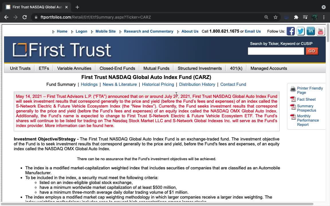 CARZ ETF Introduction (Global Auto Index)