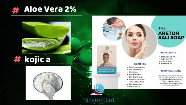 The Areton Salicylic Acid Soap with Kojic Acid,Sulphur,Aloe Vera for Skin Care