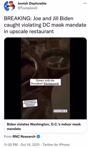 Joe and Jill Biden caught violating DC mask mandate!