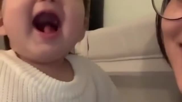 Cute baby funny laughing video