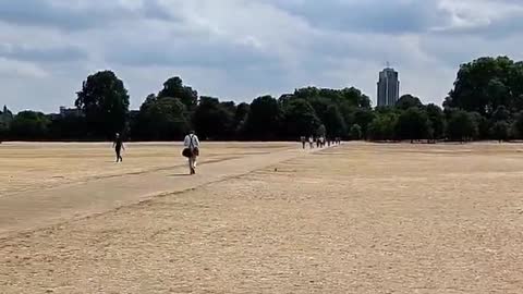 Hyde Park London turns into a desert after the harsh heat wave in Britain