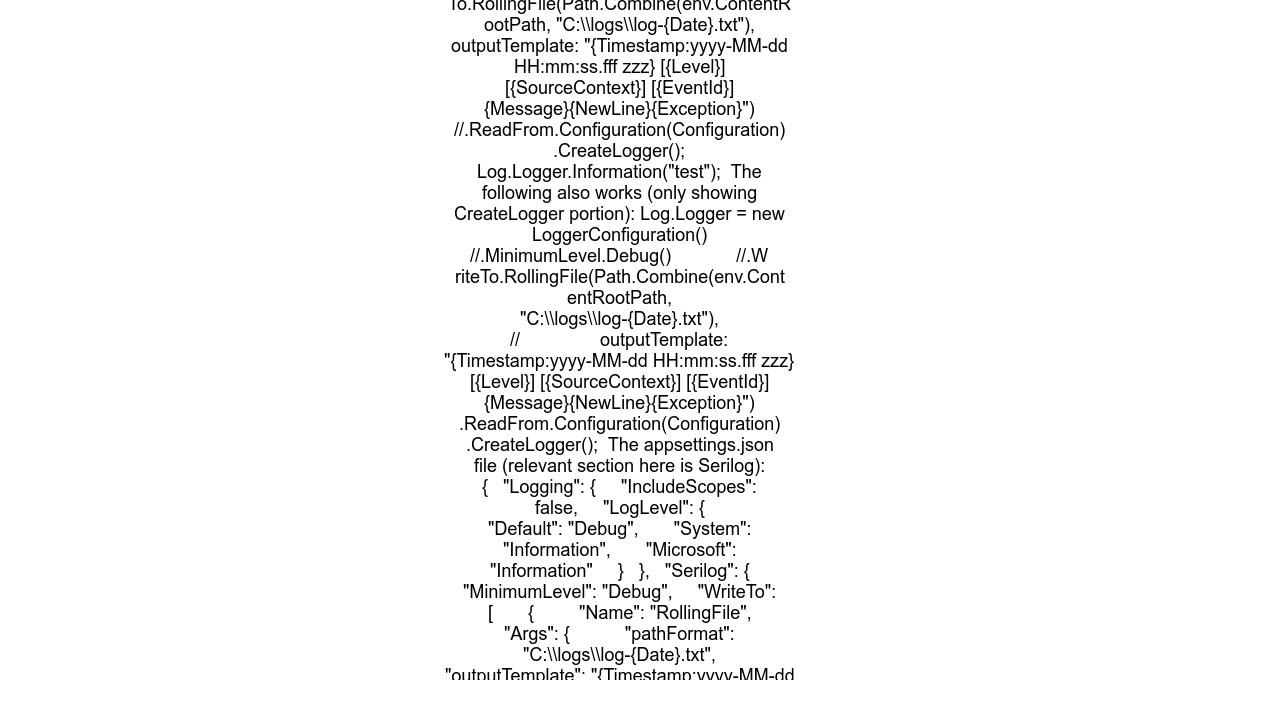 Configuring Serilog RollingFile with appsettingsjson