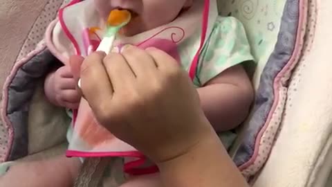 Baby's first reaction to butternut...classic.