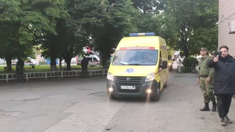 Ambulances with wounded prisoners of the Armed Forces of Ukraine and "Azov