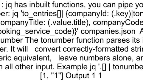 How to convert a string to an integer in a JSON file using jq